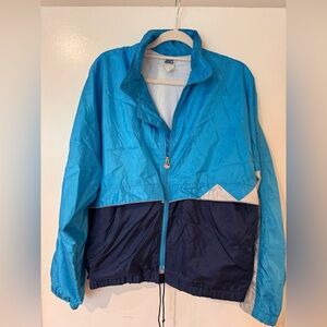 Vintage 90s ASICS Teal and Navy Colorblock Track Jacket